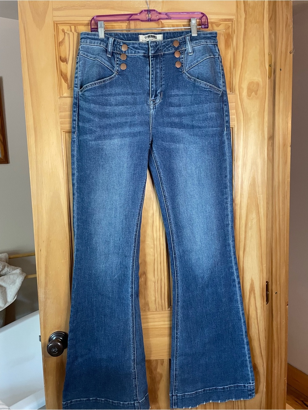High-Rise Flare Jeans in Deep Blue Denim